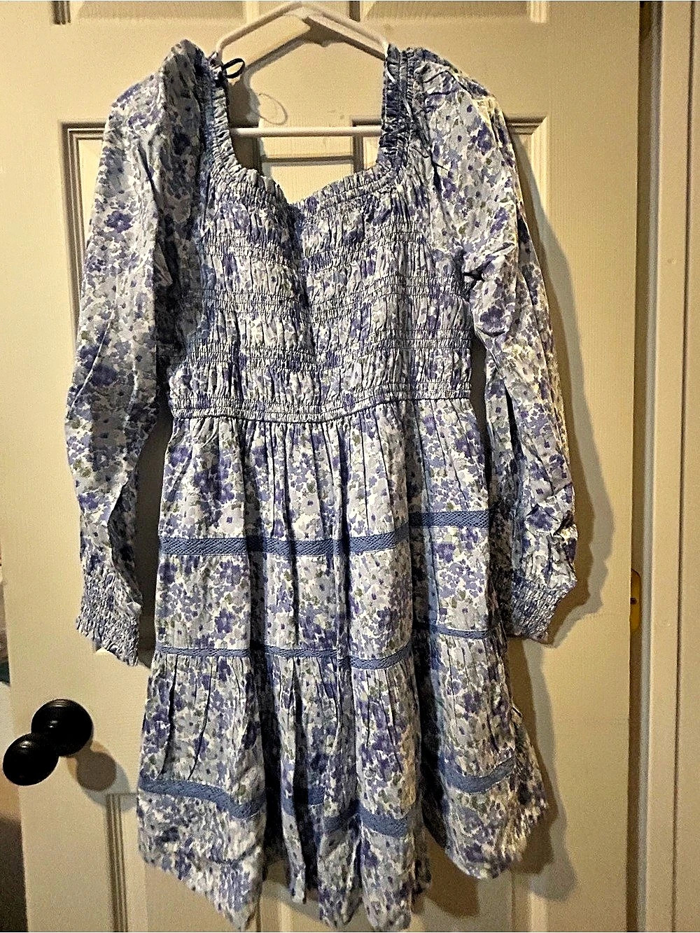 Japna Free People look alike Floral Mini Dress in Blue & White Like